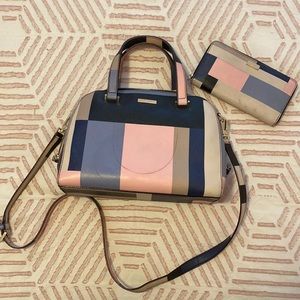 Kate Spade Color Block Crossbody Satchel with Matching Wallet *Damaged